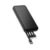 Powerbank Hoco 10000 mAh 2A with four built-in cables USB A + USB C+ Lightning + Micro USB J163 black