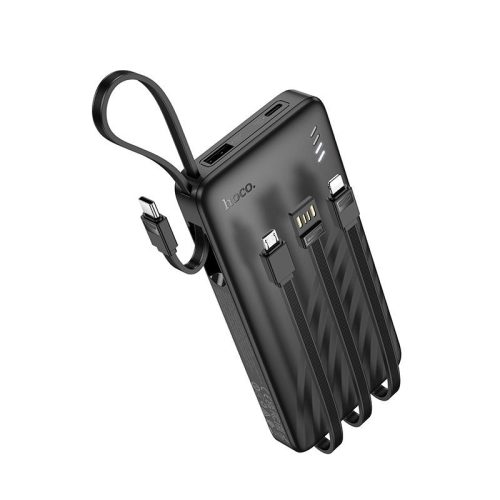 Powerbank Hoco 10000 mAh 2A with four built-in cables USB A + USB C+ Lightning + Micro USB J146 black