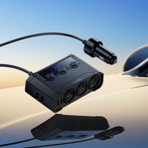 Car charger Hoco 2xUSB A + 2xUSB C+3x cigarette lighter ports PD QC3.0 240W Z64 black