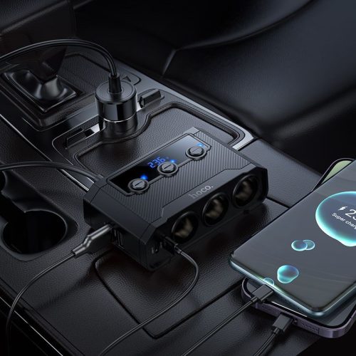 Car charger Hoco 2xUSB A + 2xUSB C+3x cigarette lighter ports PD QC3.0 240W Z64 black
