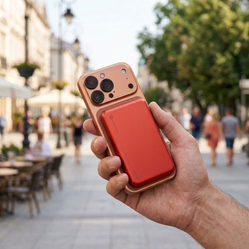 Powerbank compatible with MagSafe Forcell F-Energy Slim F5K9 QC4.0 PD3.0 15W 5000 mAh orange