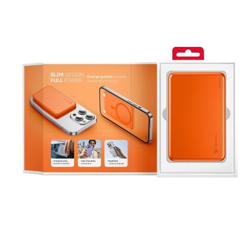 Powerbank compatible with MagSafe Forcell F-Energy Slim F5K9 QC4.0 PD3.0 15W 5000 mAh orange