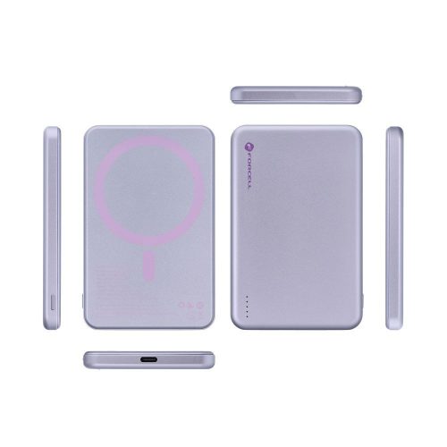 Powerbank compatible with MagSafe Forcell F-Energy Slim F5K9 QC4.0 PD3.0 15W 5000 mAh purple