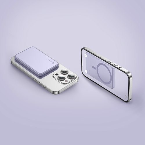 Powerbank compatible with MagSafe Forcell F-Energy Slim F5K9 QC4.0 PD3.0 15W 5000 mAh purple