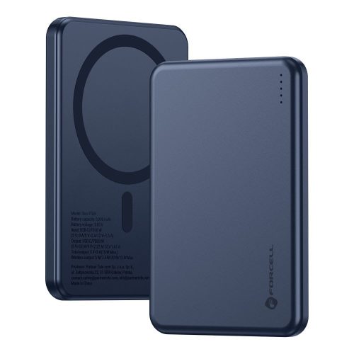 Powerbank compatible with MagSafe Forcell F-Energy Slim F5K9 QC4.0 PD3.0 15W 5000 mAh navy blue