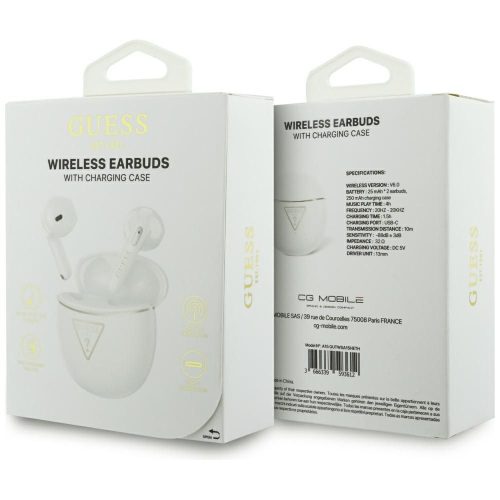 Wireless earphones Guess TWS GUTWSA15HETH (Small Round Script Print) white