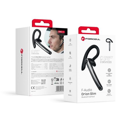 Wireless mono headset (ENC, Multipoint, BT 6.0 + EDR, 90mah) FORCELL Orion Slim black