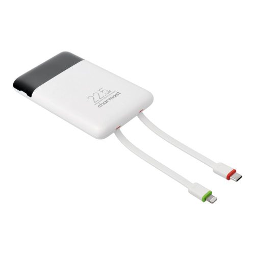 Powerbank Charmast W1202 PD3.0 3A 22,5W 10000 mAh with built-in cables USB C / Lightning white