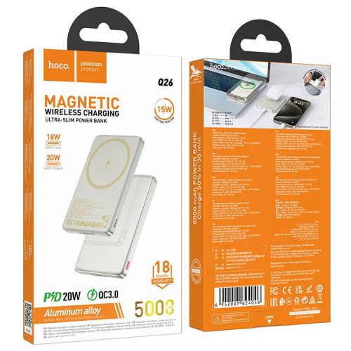 Powerbank compatible with MagSafe Hoco 5000 mAh QC PD 2A 20W Q26 orange