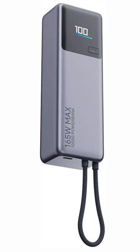 Powerbank Xiaomi 10000 mAh QC PD 165W with built-in cable USB C PB1165MI with LED dispaly gray