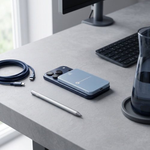 Powerbank compatible with MagSafe Forcell F-Energy SuperSlim F5K8 QC4.0 PD3.0 15W 5000 mAh blue