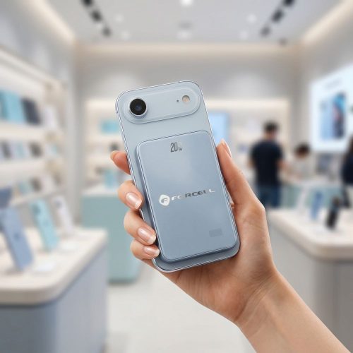 Powerbank compatible with MagSafe Forcell F-Energy SuperSlim F5K8 QC4.0 PD3.0 15W 5000 mAh blue