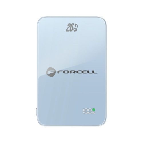 Powerbank compatible with MagSafe Forcell F-Energy SuperSlim F5K8 QC4.0 PD3.0 15W 5000 mAh blue