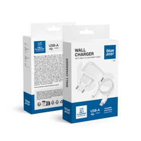   kék STAR LITE utazó töltő 1A 5W USB A + kábel USB A-ról Lightning-ra TFK-TC-1095B fehér