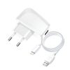 kék STAR LITE utazó töltő 1A 5W USB A + kábel USB A-ról Lightning-ra TFK-TC-1095B fehér