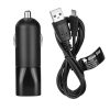 kék STAR autós töltő 2A USB A + kábel USB A-ról Micro USB-re fekete
