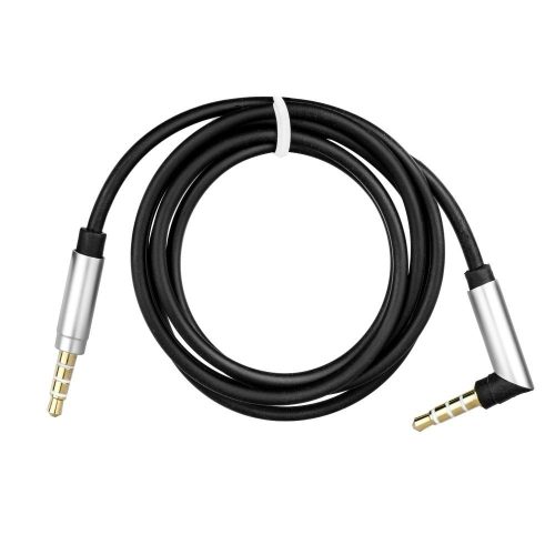 Kábel AUX Jack 3,5 mm (férfi) Jack 3,5 mm (férfi) derékszögű 90 fokos 1 m fekete