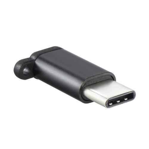 Adapter Micro USB (női) to Type C (férfi) kulcstartó fekete