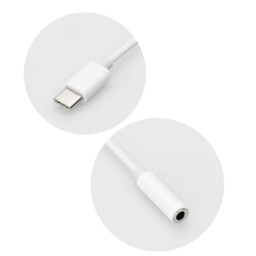 Adapter AUX Type C (férfi) to Jack 3,5 mm (női) fehér