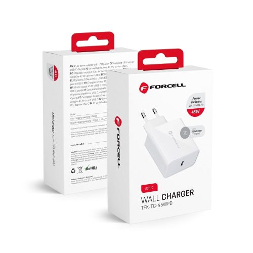 CELL F-ENERGY TFK-TC-45WPD travel Töltő Type C PD QC4.0 3A 45W fehér