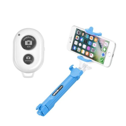 Selfie stick vezeték nélküli távirányítós állvánnyal kék