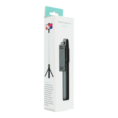 Selfie stick vezeték nélküli távirányítóval és állvánnyal K07 fekete