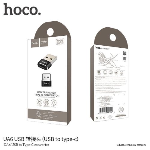 Adapter OTG USB A to USB C Hoco UA6 black