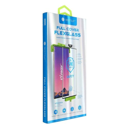 Bestsuit Rugalmas Hibrid üveg 5D  Samsung Galaxy Note 10+ fekete (Hot Bending) - működő ujjlenyomat-olvasó