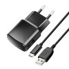 kék STAR utazó töltő 2A 10W USB A + kábel USB A to Type C TFK-TC-1100B fekete