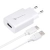 CELL F-ENERGY TFK-TC-1099 utazó töltő USB A + USB A - Type C kábel QC3.0 2,4A 18W fehér