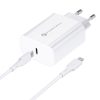CELL F-ENERGY TFK-TC-20WPD utazótöltő Type C + Type C to Lightning PD QC4.0 3A 20W fehér kábel