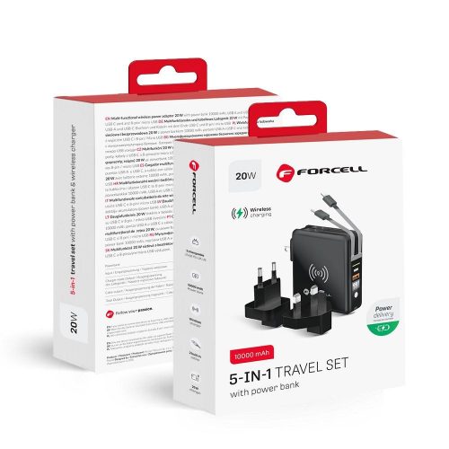 CELL F-ENERGY multifunkcionális töltő 20W 5 az 1-ben USB-C/villámkábellel, 10000mAh teljesítményű power bankkal és 15W-os vezeték nélküli töltéssel