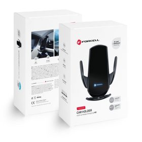   FORCELL autós tartó vezeték nélküli töltéssel, automatikus érzékelővel + mágneses adapterek HS1 15W fekete