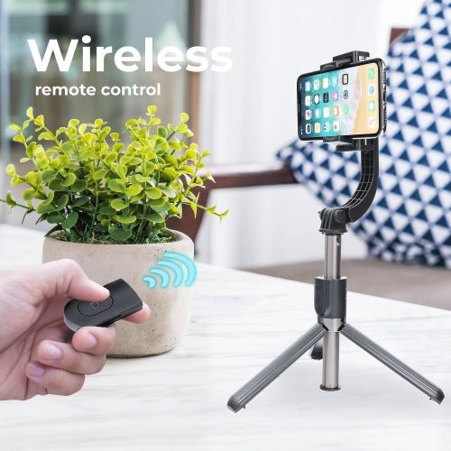 Önkioldós bot vezeték nélküli távirányítóval, stabilizátorral ellátott tripod GIMBAL SSTR-L08 fekete