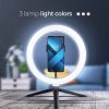LED Gyűrű Stream RGB lámpa 10" tartóval mobilhoz + állvány fekete