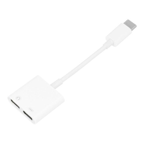 Adaptor AUX 2in1 Type C (férfi) to Type C (női) / Type C (női) BOX fehér [DAC]