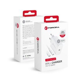   CELL F-ENERGY TFK-TC-25WPD utazó töltő Type C + Type C to Type C PD Q.C 3A 25W kábel fehér