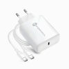 CELL F-ENERGY TFK-TC-25WPD utazó töltő Type C + Type C to Type C PD Q.C 3A 25W kábel fehér