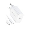 CELL F-ENERGY TFK-TC-25WPD utazó töltő Type C + Type C to Type C PD Q.C 3A 25W kábel fehér