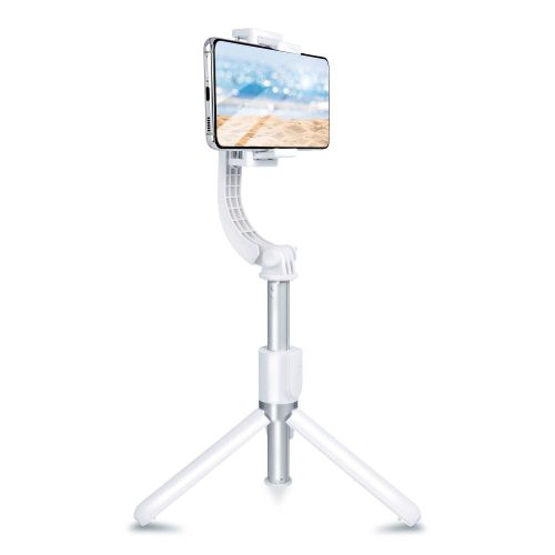 Önkioldós bot vezeték nélküli távirányítóval és stabilizátorral ellátott tripod GIMBAL SSTR-L08 fehér