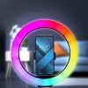 LED Ring Stream RGB lámpa 12" FULL COLOR mobil tartóval + fekete állvánnyal