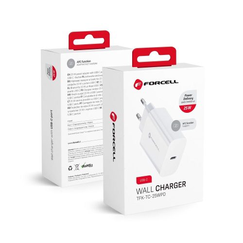 CELL F-ENERGY TFK-TC-25WPD utazó töltő Type C PD QC4.0 3A 25W fehér