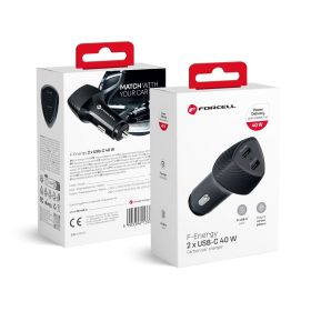   CELL CARBON autós töltő Type C 3.0 PD20W + Type C 3.0 PD20W CC50-2C fekete (Összesen 40W)