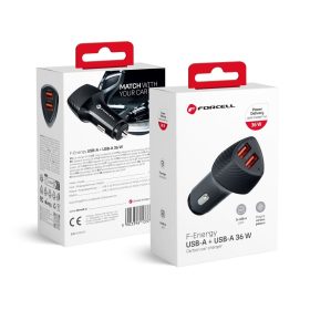   CELL F-ENERGY Carbon CC50-2A autós töltő 2 x USB A QC3.0 3A 36W fekete
