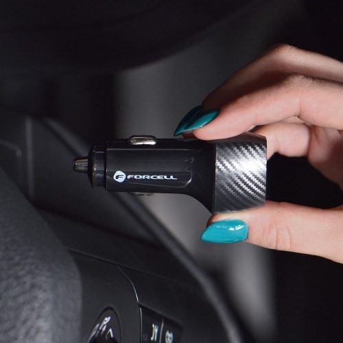 CELL F-ENERGY Carbon CC50-2A autós töltő 2 x USB A QC3.0 3A 36W fekete