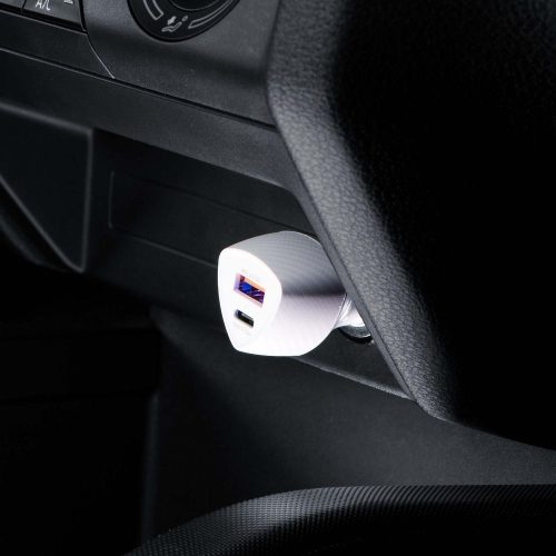 Car charger Forcell F-Energy Carbon USB C + USB A QC3.0 PD 3A 38W CC50-1A1C white
