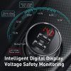 BASEUS autós töltő 2 x USB A digitális kijelzővel + kábel 3 az 1-ben Micro USB / Lightning / Type C 4,8A 24W TZCCBX-0G fekete