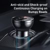 BASEUS autós töltő 2 x USB A digitális kijelzővel + kábel 3 az 1-ben Micro USB / Lightning / Type C 4,8A 24W TZCCBX-0G fekete