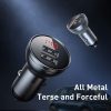BASEUS autós töltő 2 x USB A digitális kijelzővel + kábel 3 az 1-ben Micro USB / Lightning / Type C 4,8A 24W TZCCBX-0G fekete