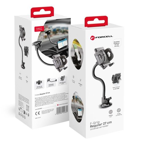 CELL F-GRIP Regular 27 cm autós tartó szélvédőre / műszerfalra / légbefúvóra fekete